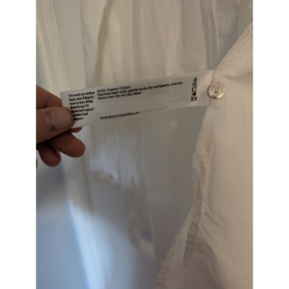 Eileen Fisher Cotton Poplin Shirt M Collared Button-Up Tunic Casual Medium - Picture 8 of 8